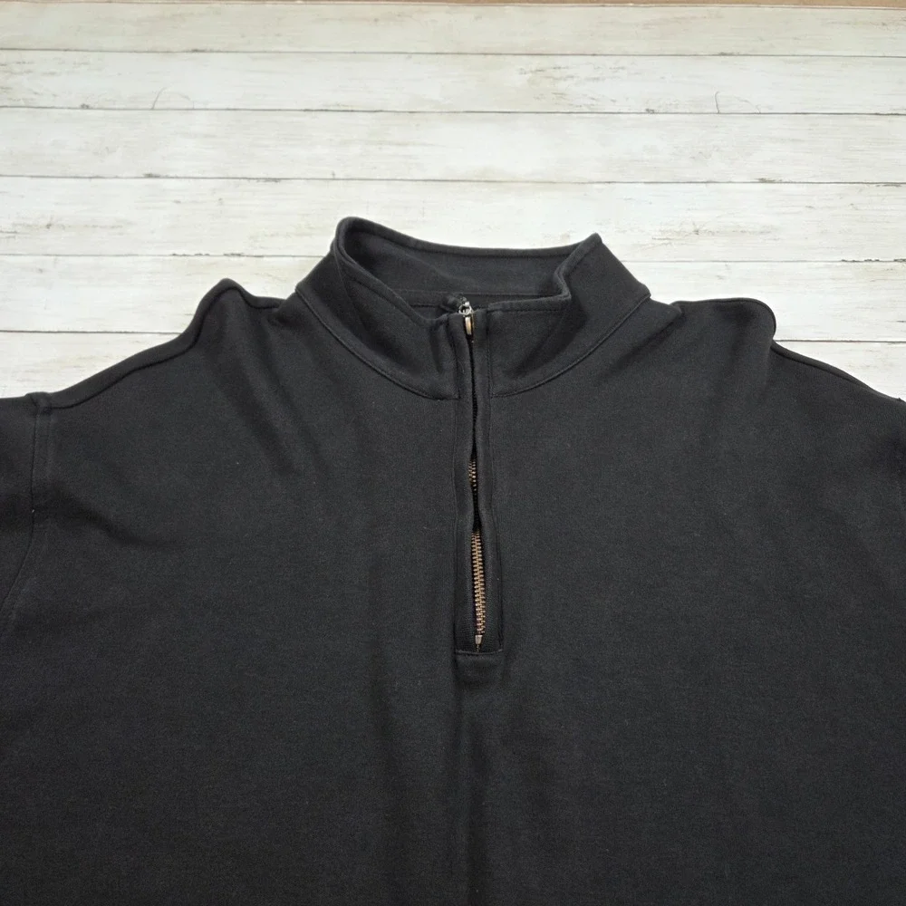 Roundtree & Yorke Silky Finish Quarter Zip Pullover Men XXL Black Cotton Knit